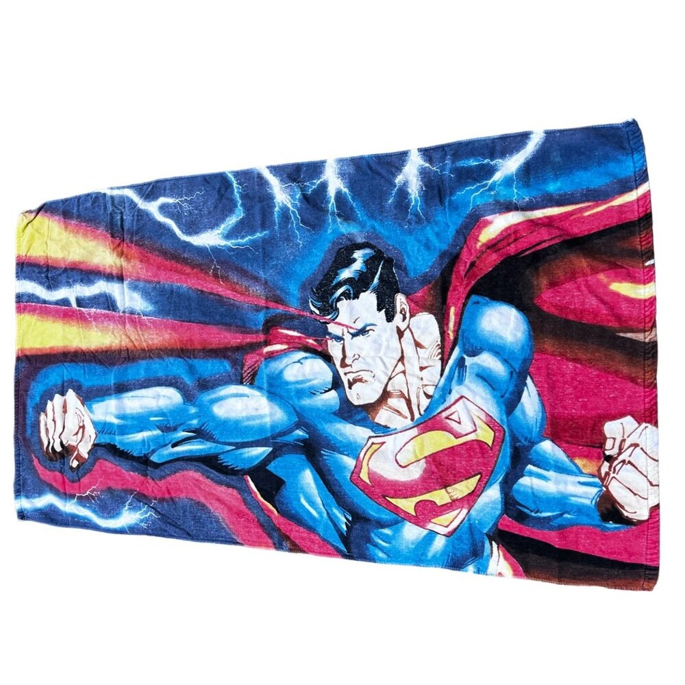 Vintage Superman Beach Towel Blue Red Full Graphic